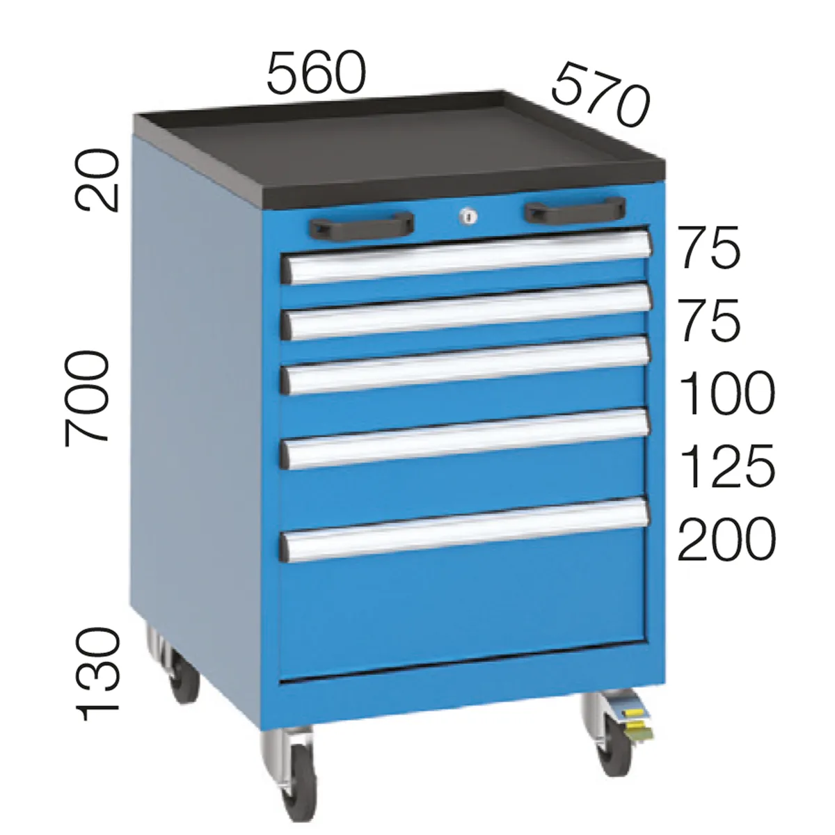 5070 – TOOL TROLLEY WITH 5 DRAWERS