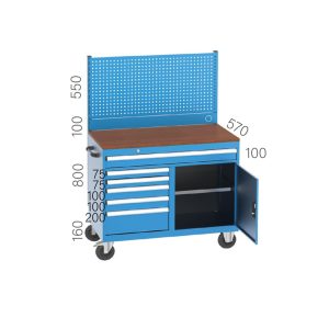 8340 – MOBILE WORKBENCH WITH 6 DRAWERS, CUPBOARD AND PEGBOARD