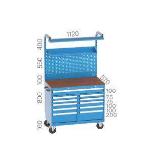 8345 – MOBILE WORKBENCH WITH 11 DRAWERS AND LIGHTING SYSTEMS