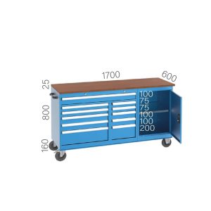 8405 – MOBILE WORKBENCH WITH 11 DRAWERS AND CUPBOARD
